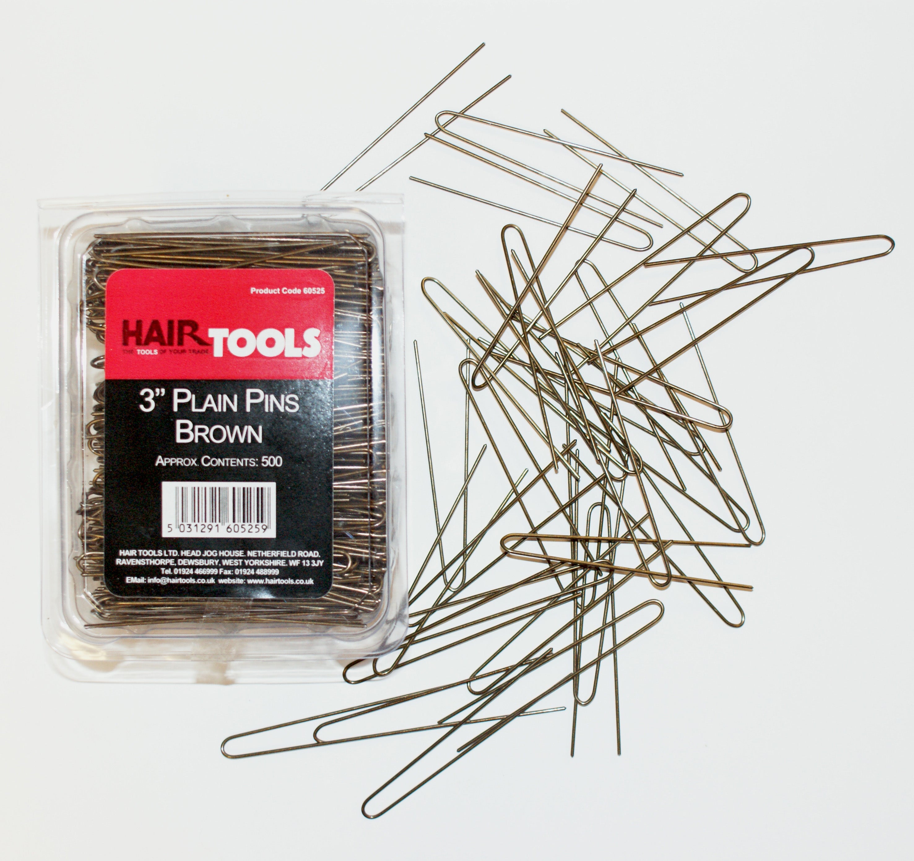 3" Plain Pins Brown (Box Of 500)
