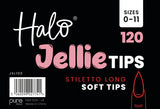 Halo Jellie Nail Tips Stiletto Long, Sizes 0-11, 120