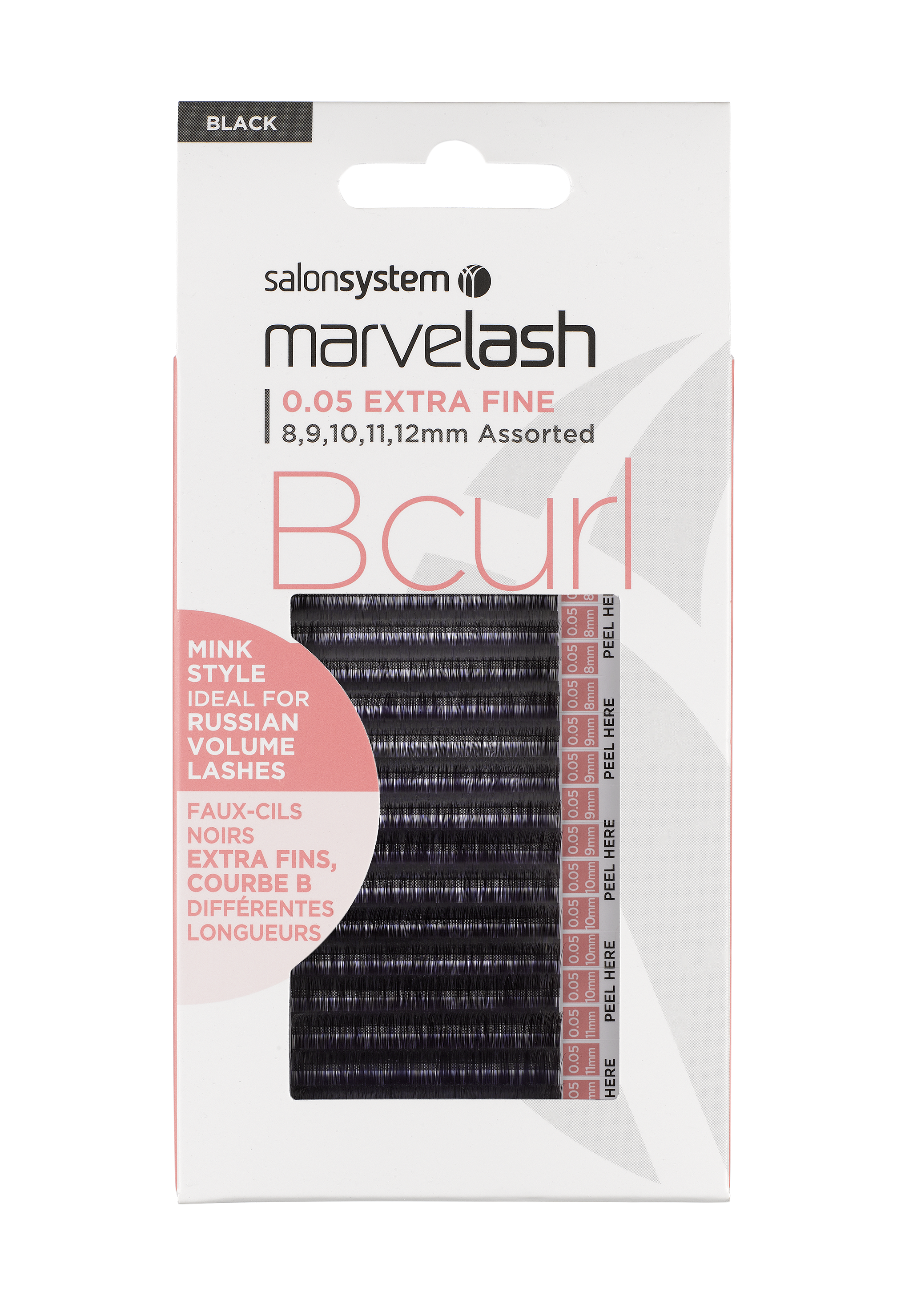 Salon System Marvelash - B CURL Lash 0.05 (Ultra Fine) Assorted black